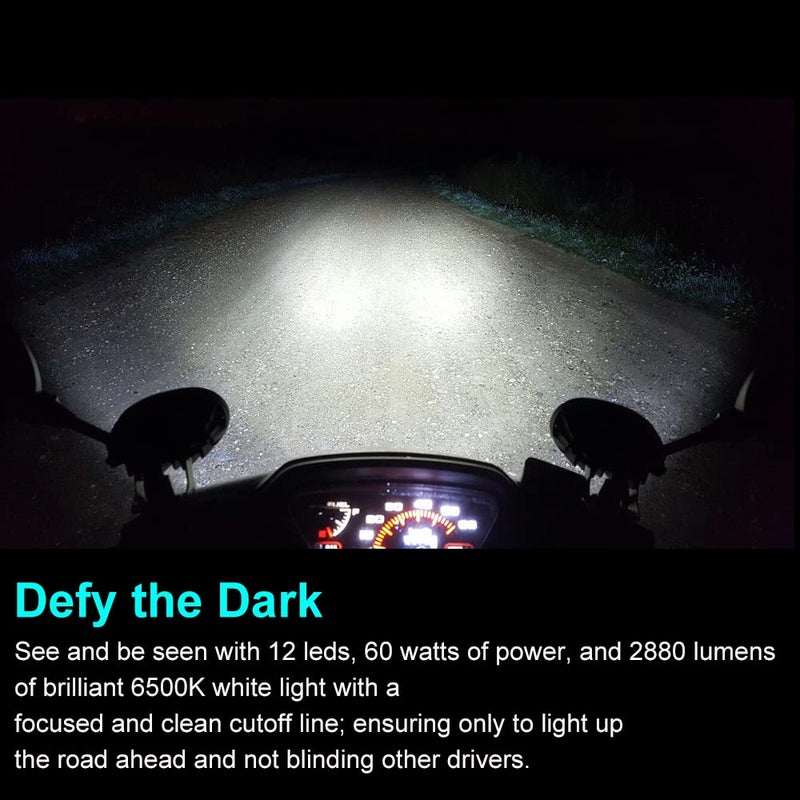 OPP ULITE Harley 4B Fog Lights - 2pcs 4.5 Inch 60W LED Fog Lights with White Halo Ring Angel Eyes DRL Offroad Lamp for Motorcycle - Image 3